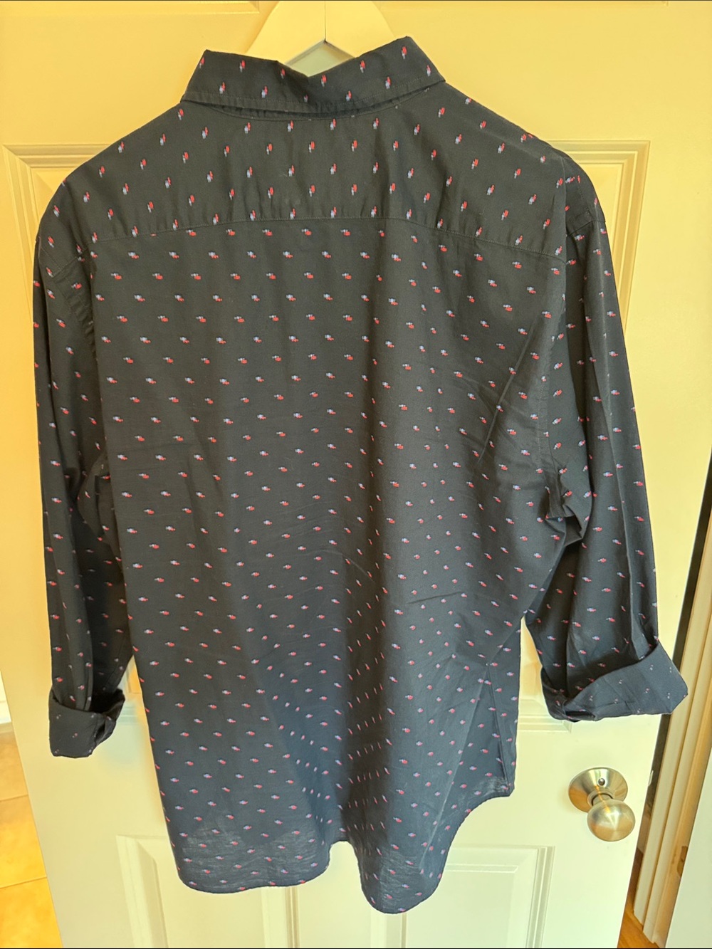 Banana Republic Navy Button-Down Shirt with Red Micro Motif - Picture 3 of 4